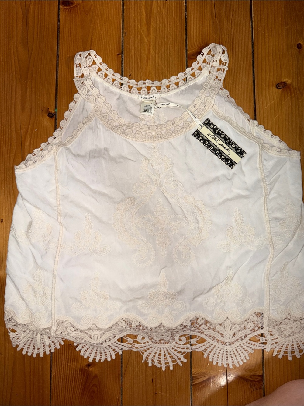 Ultra Pink Cream Lace-Trim Camisole NWT size XL